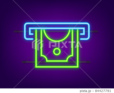 Money, finance and payments. Set outline web icon. Neon style. Vector illustration. 84427791