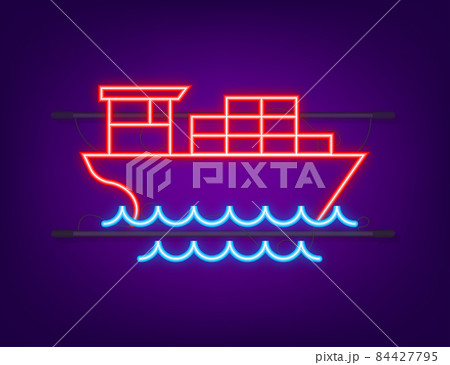 Delivery neon icon. Delivery service. Fast courier. Truck icon set. Vector stock illustration 84427795