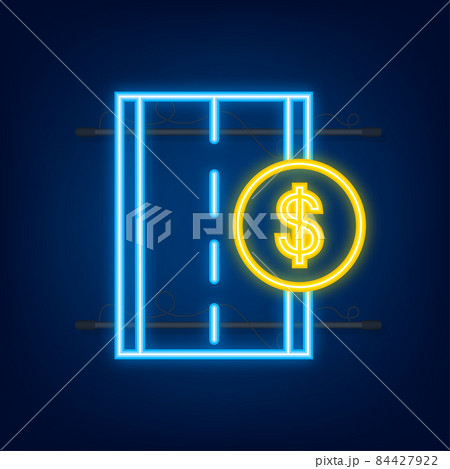 Toll road neon icon. Toll road Vector stock illustration. Toll road neon icon. Toll road Vector stock illustration. 84427922