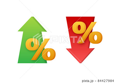 Percentage with arrow up and down. Banking, credit, interest rate. Vector stock illustration. 84427984