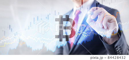 Bitcoin. Crypto currency market. Mixed media Bitcoin. Crypto currency market. Mixed media 84428432