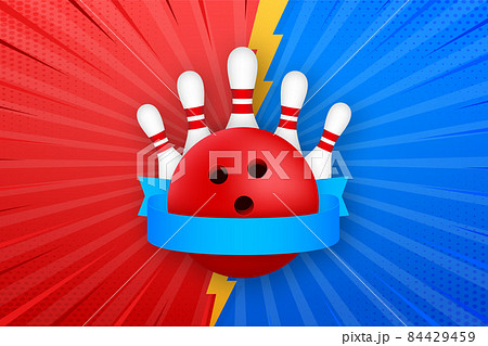 Bowling poster. Bowling game leisure concept. Vector stock illustration 84429459