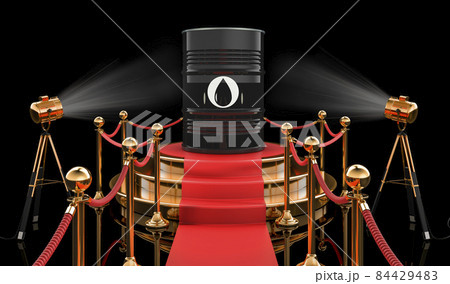 Oil barrel on the podium, 3D rendering 84429483