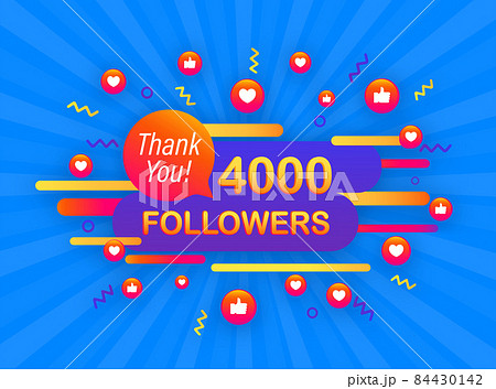 4000 followers, Thank You, social sites post. Thank you followers congratulation poster. Vector illustration. 84430142