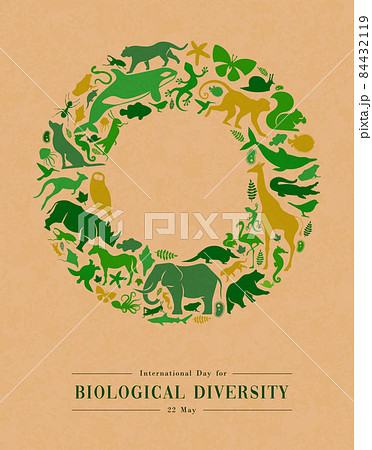 Green wild animal icon recycled paper circle frame Green wild animal icon recycled paper circle frame 84432119