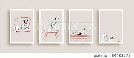Cute dalmatian dog doodle poster collection Cute dalmatian dog doodle poster collection 84432272