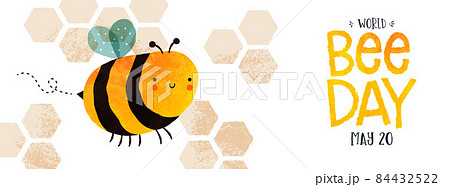 World Bee Day cute bumblebee cartoon banner World Bee Day cute bumblebee cartoon banner 84432522