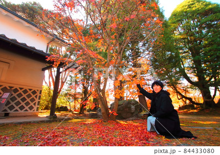 安曇野の旅先で紅葉を楽しむ女性 安曇野の旅先で紅葉を楽しむ女性 84433080