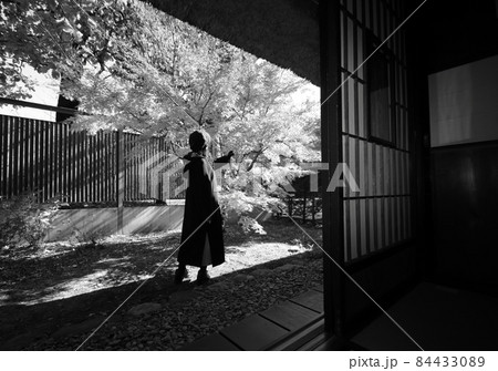 安曇野の旅先で紅葉を楽しむ女性 安曇野の旅先で紅葉を楽しむ女性 84433089