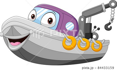 Cartoon smiling marine port crane ship character 84433159