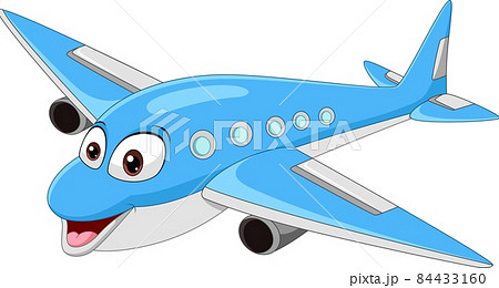 Cartoon smiling airplane mascot character 84433160