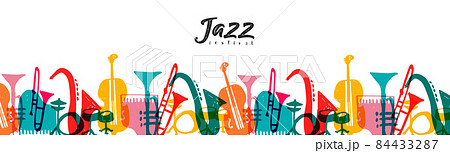 Jazz music instrument doodle cartoon banner 84433287