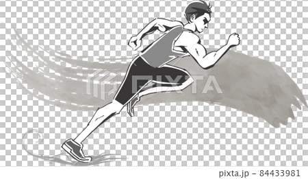 勢いよく走っている男性のイメージイラストのイラスト素材
