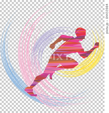 勢いよく走っている男性のイメージイラスト（シルエット） 84433984