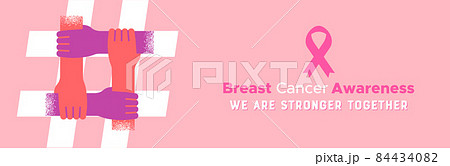 Breast Cancer pink woman hand hashtag banner Breast Cancer pink woman hand hashtag banner 84434082