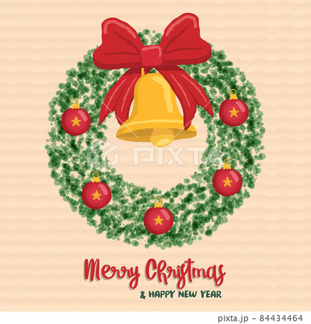 Christmas New Year wreath ornament bell card Christmas New Year wreath ornament bell card 84434464