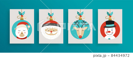 Christmas cute cartoon santa claus character set 84434972