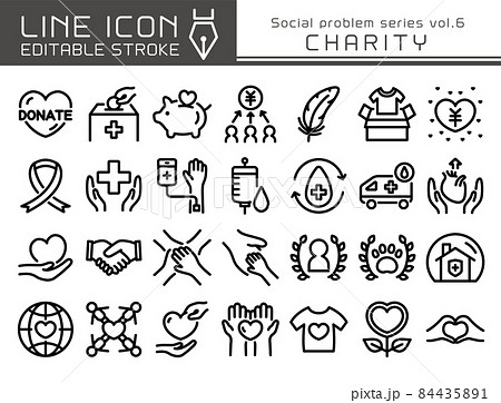 ラインアイコン 社会問題シリーズvol.6 チャリティ・慈善事業・ボランティア ラインアイコン 社会問題シリーズvol.6 チャリティ・慈善事業・ボランティア 84435891