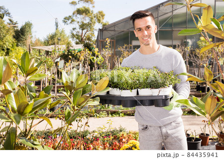 Gardener working in hothouse Gardener working in hothouse 84435941