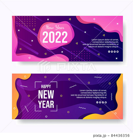 Happy New Year 2022 Banner Template Flat Design... - Stock Illustration  [84436356] - PIXTA