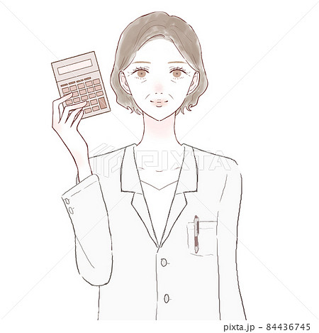 電卓を持つ中年の女性医師 84436745