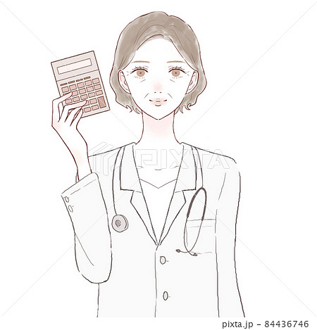 電卓を持つ中年の女性医師 84436746