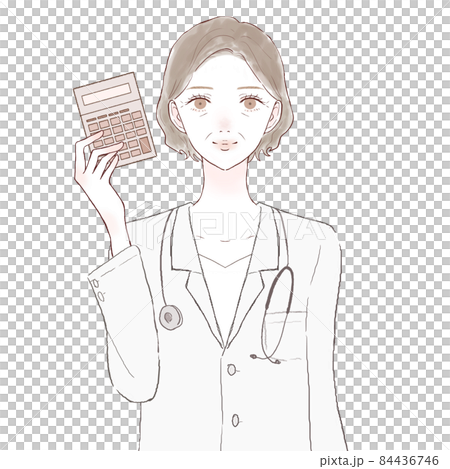 電卓を持つ中年の女性医師 84436746