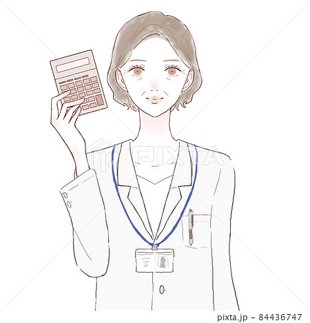 電卓を持つ中年の女性医師 84436747
