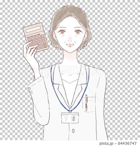 電卓を持つ中年の女性医師 84436747