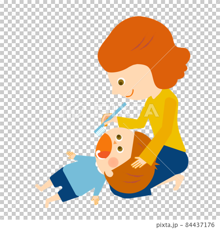 Childcare toothpaste mom and child 84437176