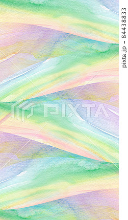 背景素材　水彩テクスチャー　虹色ストライプ 84438833