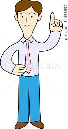 指を立てている男性会社員 84438936