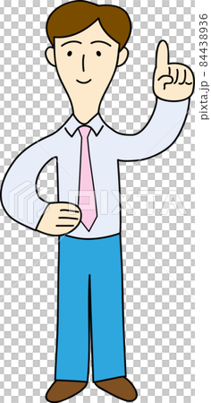 指を立てている男性会社員 84438936