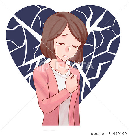 心理的外傷を負う女性のイラストのイラスト素材