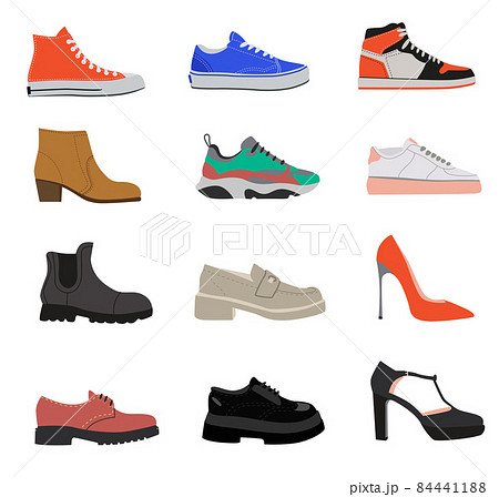 Random female shoes flat vector illustrations set 84441188