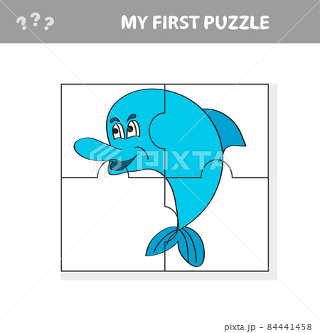 Easy educational paper game for kids. Simple kid application with Cute Dolphin 84441458