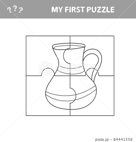 Paper game for kids. Simple kid application with Funny Clay Pot. Puzzle with jug 84441556