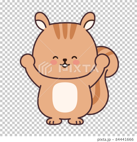 Illustration of a cute squirrel doing a banzai front 84441666