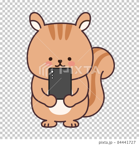 Illustration of a cute squirrel with a smartphone 84441727