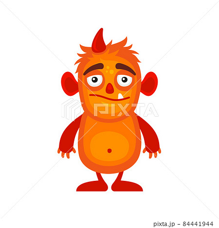 Orange Cartoon Monster on White Background. Vector 84441944