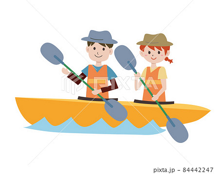 カヌー レジャー 遊び カップルのイラスト素材