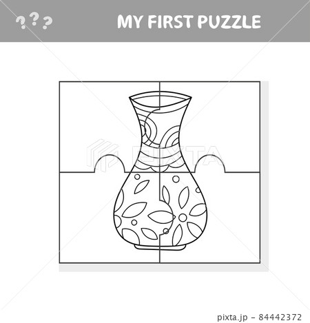 Shapes of vase - jigsaw pieces. Jigsaw puzzle game for kids Shapes of vase - jigsaw pieces. Jigsaw puzzle game for kids 84442372