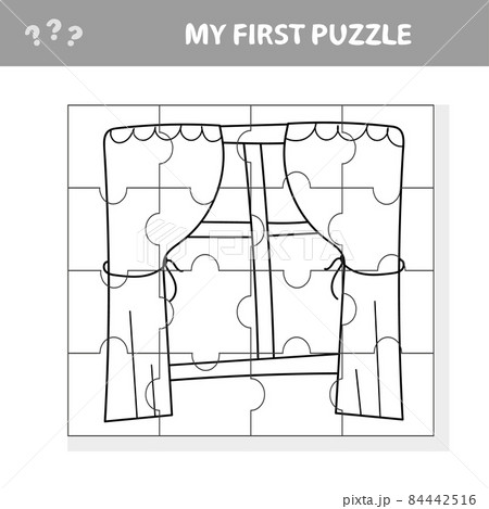 Vector illustration. Game for preschool kids. Jigsaw puzzle with window 84442516