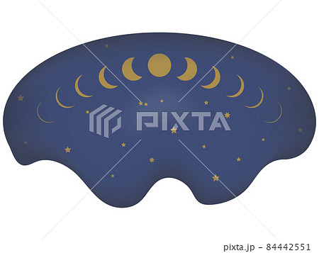 月の満ち欠けと散らばる星の夜空 天体 宇宙のイラストのイラスト素材