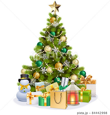 Vector Christmas Tree with Golden Starのイラスト素材 Vector Christmas Tree with Golden Starのイラスト素材