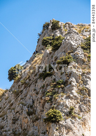 View of Rocca del Crasto near Alcara Li Fusi town in the Nebrodi Park, Sicily View of Rocca del Crasto near Alcara Li Fusi town in the Nebrodi Park, Sicily 84443398