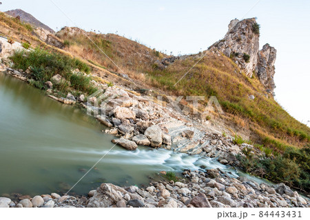 The area of 'pietra perciata' - rock with holes - near the mining area in Riesi The area of 'pietra perciata' - rock with holes - near the mining area in Riesi 84443431
