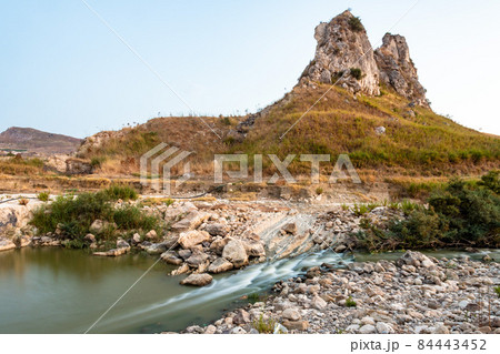 The area of 'pietra perciata' - rock with holes - near the mining area in Riesi The area of 'pietra perciata' - rock with holes - near the mining area in Riesi 84443452