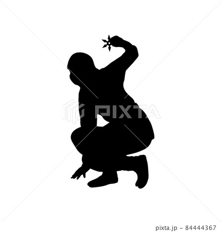 Silhouette ancient oriental Ninja warrior. 84444367