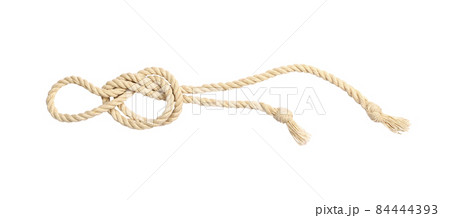 Beige cotton rope with knot isolated 84444393